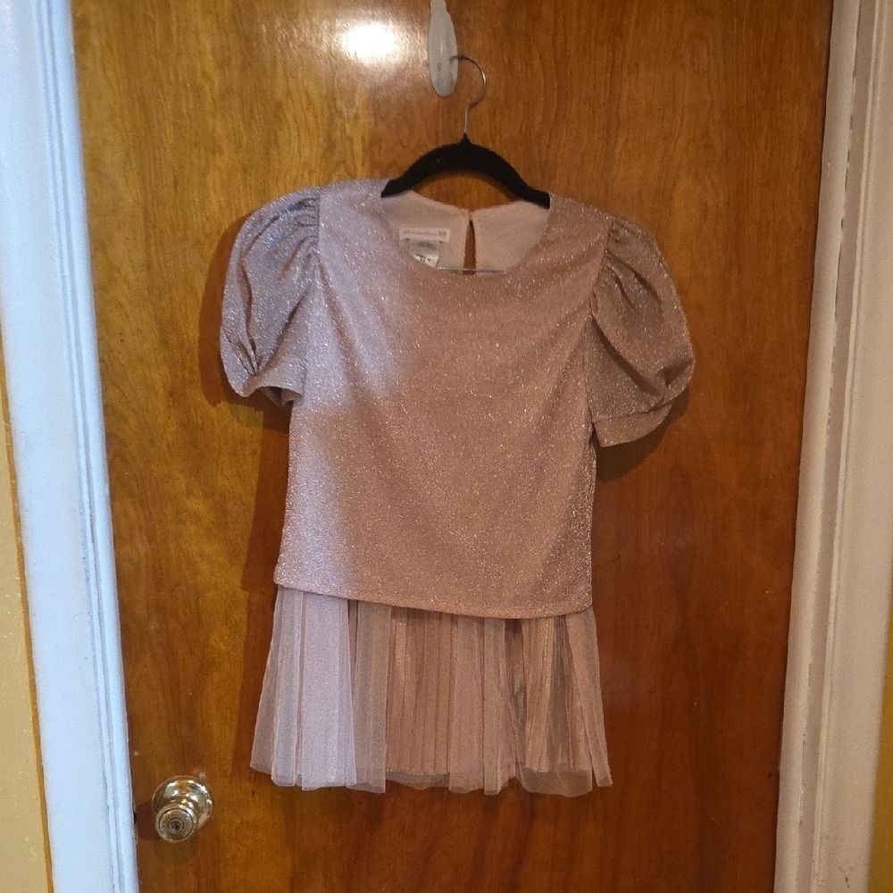 Bonnie Jean Metallic Girl 2 piece Pink Dress